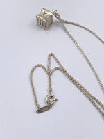 Tiffany 
Co 925 Silver Atlas Collection Cube with Necklace