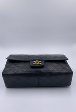 Sold-CHANEL Vintage Lambskin Medium/Large Single Flap Bag black/gold hardware