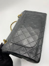 Sold-CHANEL Vintage Lambskin Medium/Large Single Flap Bag black/gold hardware