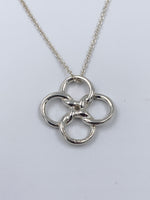 Sold-Tiffany 
Co 925 Silver Elsa Peretti Quadrifoglio Clover Pendant Necklace