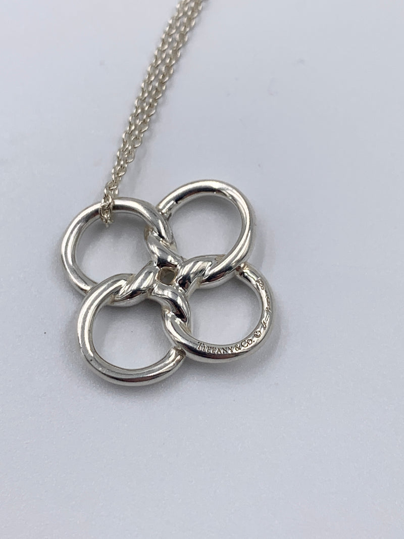 Sold-Tiffany 
Co 925 Silver Elsa Peretti Quadrifoglio Clover Pendant Necklace