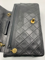 Sold-CHANEL Vintage Lambskin Medium/Large Single Flap Bag black/gold hardware