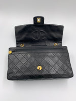 Sold-CHANEL Vintage Lambskin Medium/Large Single Flap Bag black/gold hardware