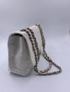 Sold-CHANEL Classic Caviar Single Flap Jumbo Shoulder Bag -White Silver Hardware