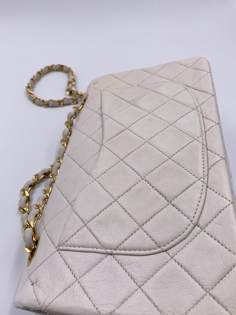 Sold-CHANEL CC Small Classic Double Flap - Ivory (off-white) - Gold Hardware