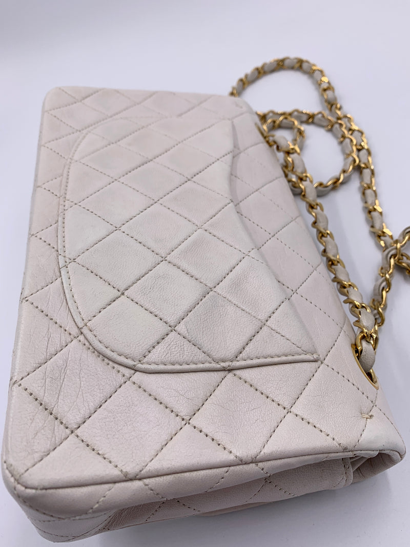 Sold-CHANEL CC Small Classic Double Flap - Ivory (off-white) - Gold Hardware