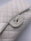 Sold-CHANEL Classic Caviar Single Flap Jumbo Shoulder Bag -White Silver Hardware