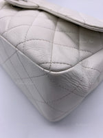 Sold-CHANEL Classic Caviar Single Flap Jumbo Shoulder Bag -White Silver Hardware