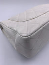 Sold-CHANEL Classic Caviar Single Flap Jumbo Shoulder Bag -White Silver Hardware