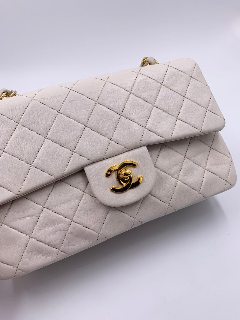 Sold-CHANEL CC Small Classic Double Flap - Ivory (off-white) - Gold Hardware