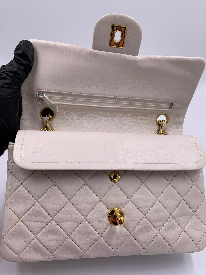 Sold-CHANEL CC Small Classic Double Flap - Ivory (off-white) - Gold Hardware