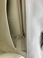 Sold-CHANEL Classic Caviar Single Flap Jumbo Shoulder Bag -White Silver Hardware