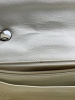 Sold-CHANEL Classic Caviar Single Flap Jumbo Shoulder Bag -White Silver Hardware