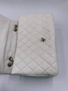 Sold-CHANEL Classic Caviar Single Flap Jumbo Shoulder Bag -White Silver Hardware