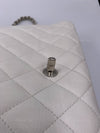 Sold-CHANEL Classic Caviar Single Flap Jumbo Shoulder Bag -White Silver Hardware