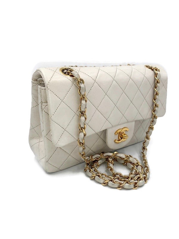 Sold-CHANEL CC Small Classic Double Flap - Ivory (off-white) - Gold Hardware