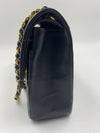 CHANEL Classic Lambskin Vintage Medium Large Double Chain Flap Bag Black / Gold Hardware