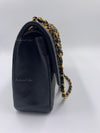 CHANEL Classic Lambskin Vintage Medium Large Double Chain Flap Bag Black / Gold Hardware