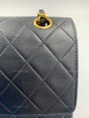 CHANEL Classic Lambskin Vintage Medium Large Double Chain Flap Bag Black / Gold Hardware