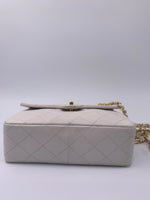 Sold-CHANEL Classic Lambskin Chain Mini Square Flap Bag Ivory/gold