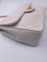 Sold-CHANEL Classic Lambskin Chain Mini Square Flap Bag Ivory/gold