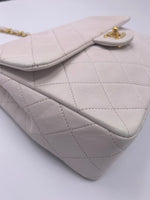 Sold-CHANEL Classic Lambskin Chain Mini Square Flap Bag Ivory/gold