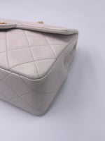 Sold-CHANEL Classic Lambskin Chain Mini Square Flap Bag Ivory/gold