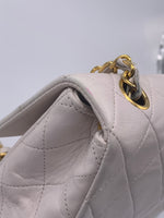 Sold-CHANEL Classic Lambskin Chain Mini Square Flap Bag Ivory/gold