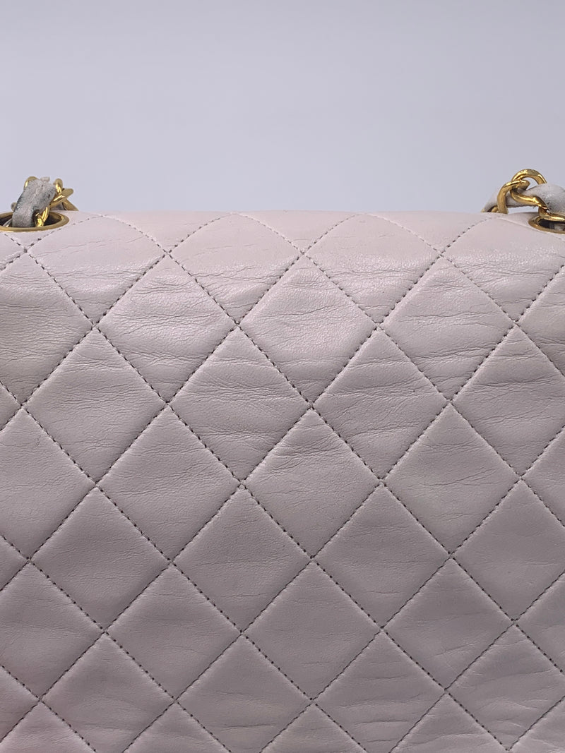 Sold-CHANEL Classic Lambskin Chain Mini Square Flap Bag Ivory/gold