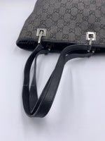 GUCCI GG Black Denim Monogram Logo Bucket Shoulder Bag