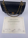 CHANEL Classic Lambskin Vintage Medium Large Double Chain Flap Bag Black / Gold Hardware