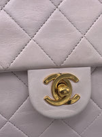 Sold-CHANEL Classic Lambskin Chain Mini Square Flap Bag Ivory/gold