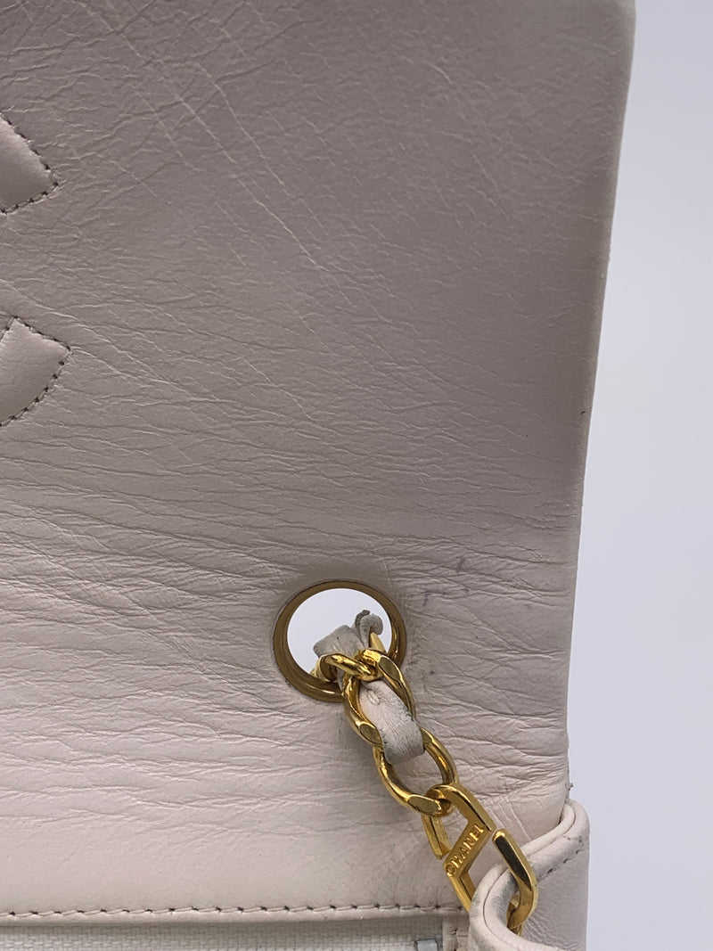 Sold-CHANEL Classic Lambskin Chain Mini Square Flap Bag Ivory/gold