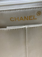 Sold-CHANEL Classic Lambskin Chain Mini Square Flap Bag Ivory/gold