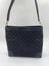 GUCCI Black Canvas Monogram Logo Shoulder Bag