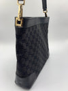 GUCCI Black Canvas Monogram Logo Shoulder Bag