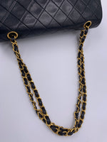 Sold-CHANEL Classic Lambskin Double Chain Double Medium Flap Bag black/gold #K307