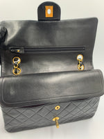 Sold-CHANEL Classic Lambskin Double Chain Double Medium Flap Bag black/gold #K307