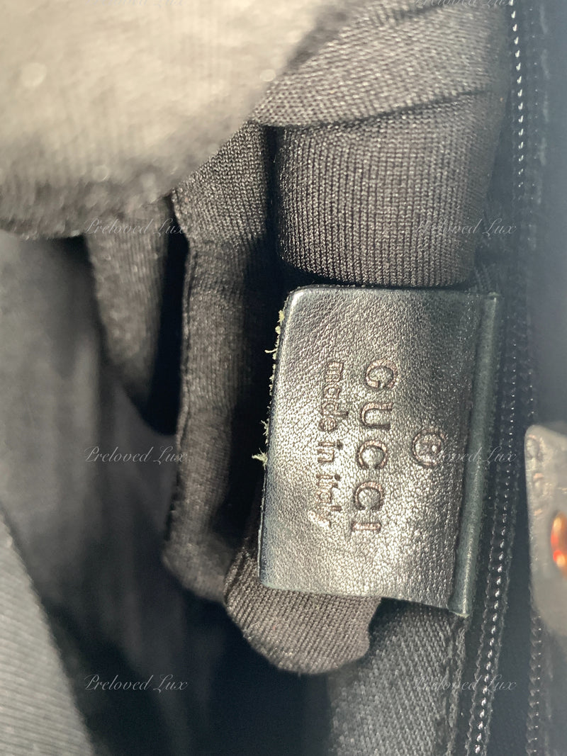 GUCCI Black Canvas Monogram Logo Shoulder Bag