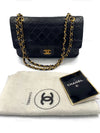 CHANEL Lambskin Double Chain Double Medium Flap Bag black/gold