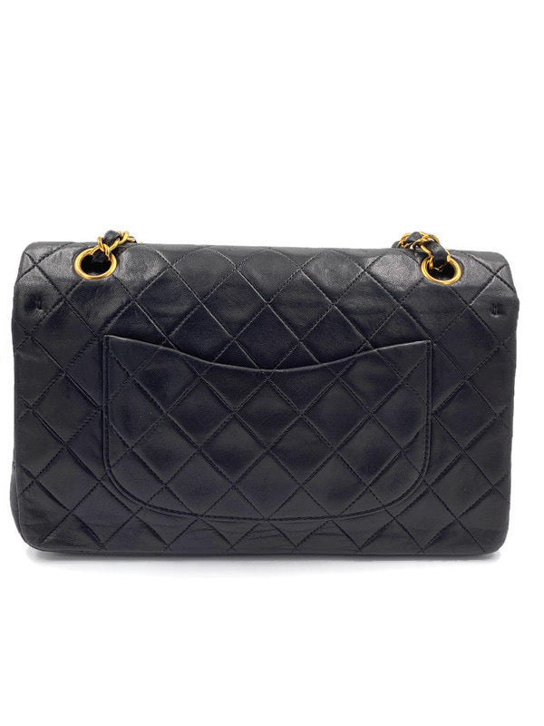 Sold-CHANEL Classic Lambskin Double Chain Double Medium Flap Bag black/gold #K307