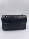 CHANEL Lambskin Double Chain Double Medium Flap Bag black/gold