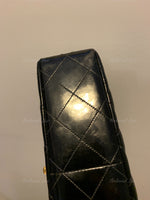 Sold-CHANEL Black Patent Leather Border Tab Diana Flap Crossbody Bag Gold hardware