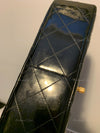 Sold-CHANEL Black Patent Leather Border Tab Diana Flap Crossbody Bag Gold hardware