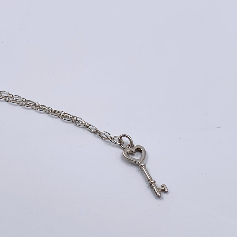 Sold-Tiffany 
Co 925 Silver Heart Key Pendant with Necklace