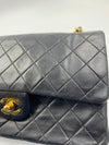 CHANEL Lambskin Double Chain Double Medium Flap Bag black/gold