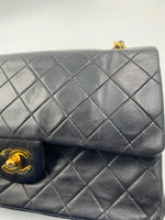 CHANEL Lambskin Double Chain Double Medium Flap Bag black/gold