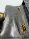 Sold-CHANEL Black Patent Leather Border Tab Diana Flap Crossbody Bag Gold hardware