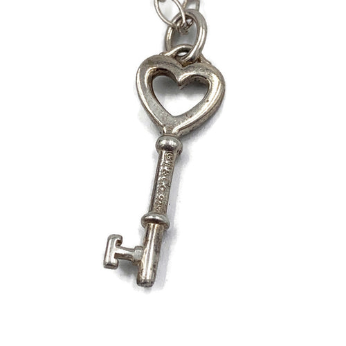 Sold-Tiffany 
Co 925 Silver Heart Key Pendant with Necklace