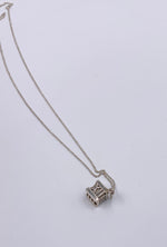 Sold-Tiffany 
Co 925 Silver Atlas Collection Cube with Necklace